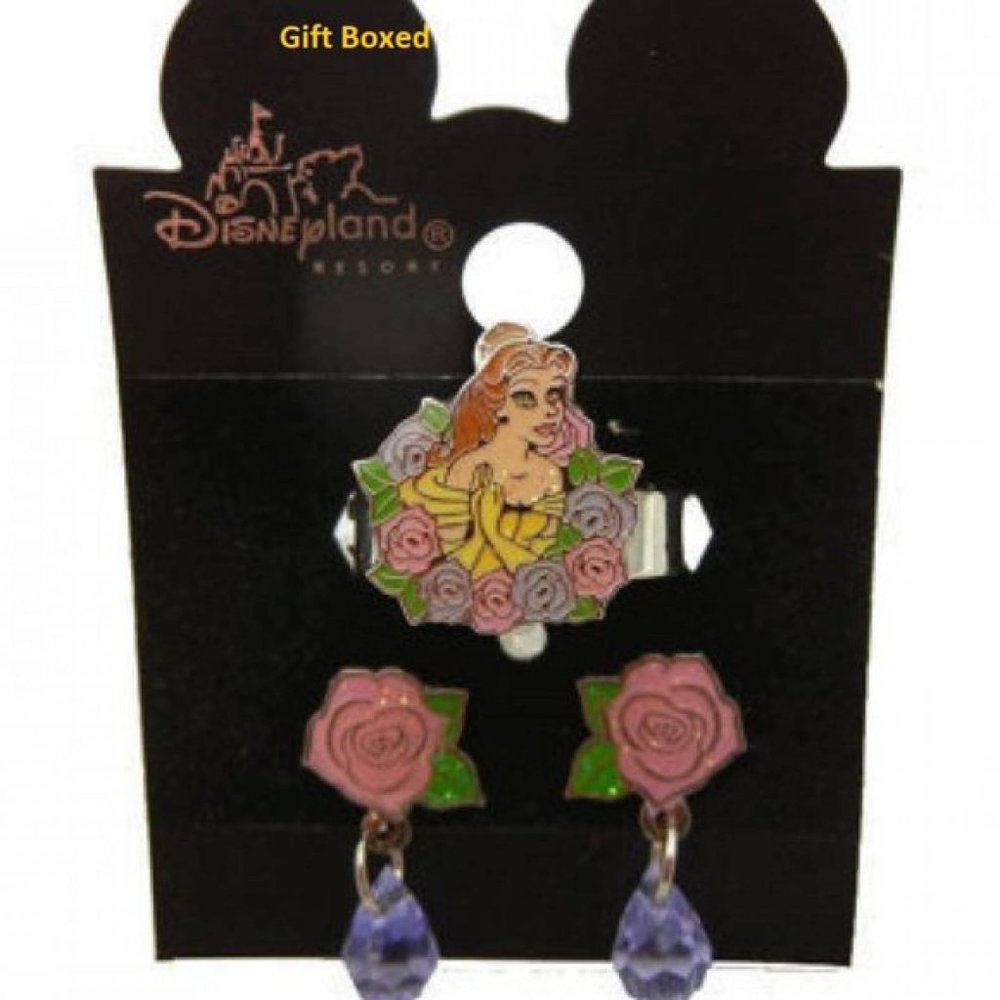 Disney Belle earring ring set 2 pc NWT carded